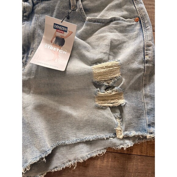 Denizen Levis High-Rise Shorts Womens Distressed Denim Raw Hem Casual 12-W31 - Picture 2 of 11